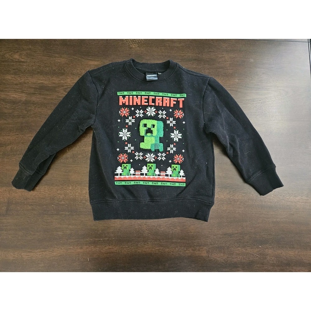 Minecraft Sweater Youth Boy Size XS Graphic Print Creeper Black‎